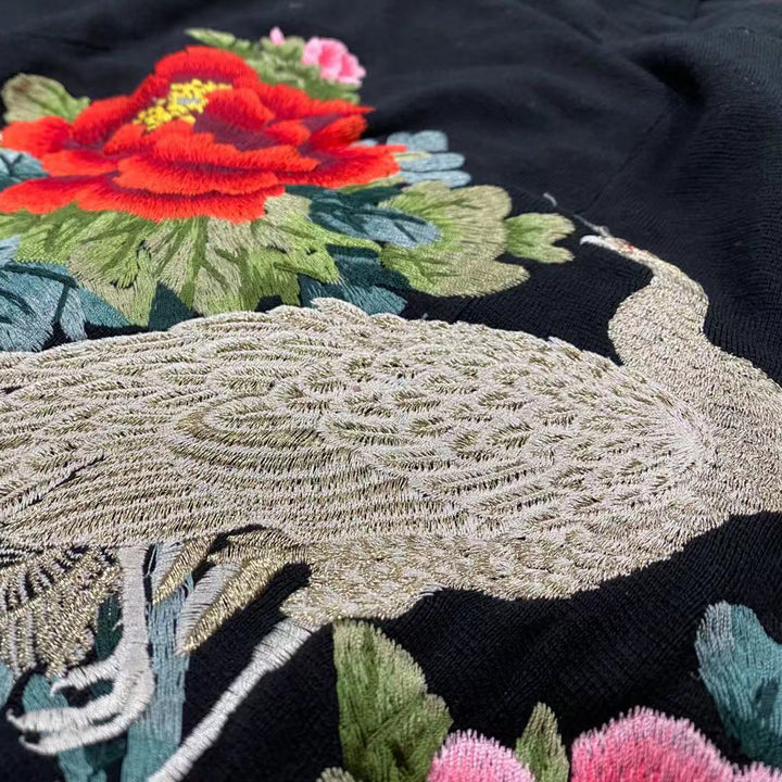 Peacock & Floral Embroidery Jacket