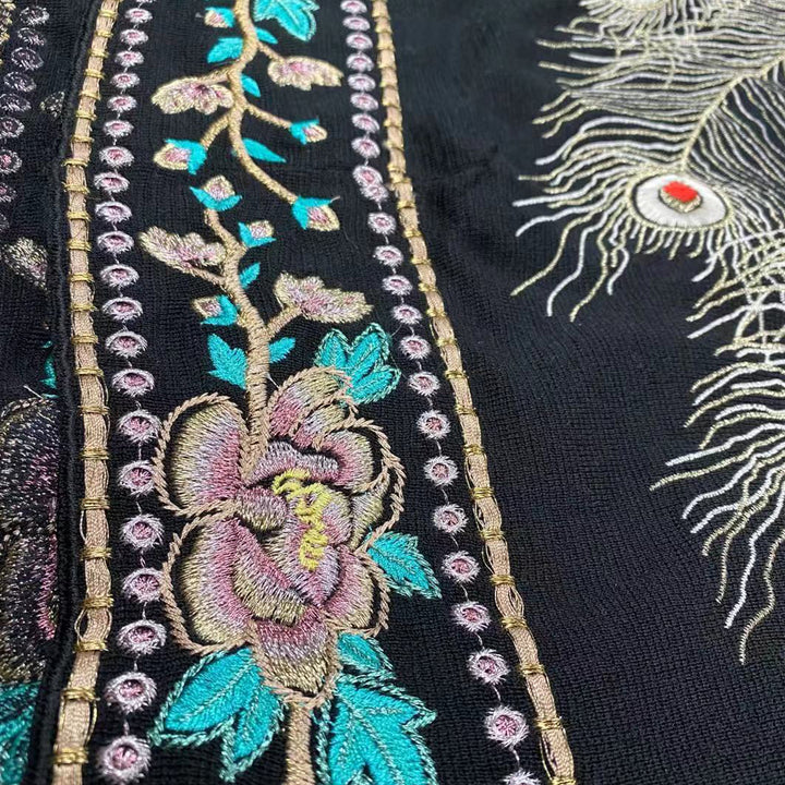 Peacock & Floral Embroidery Jacket