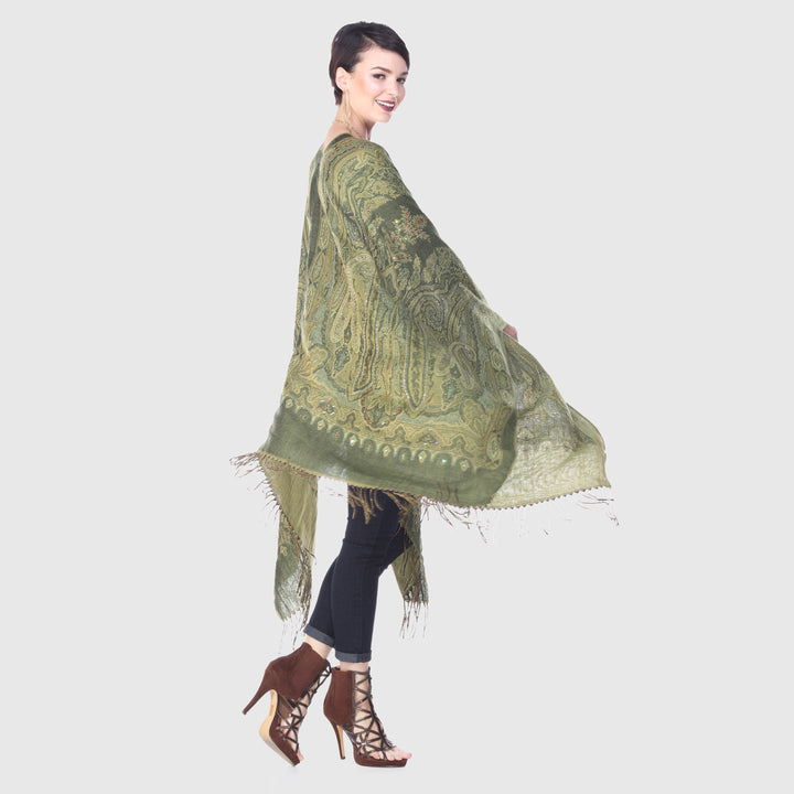Paisley Fringe Ruana Wrap