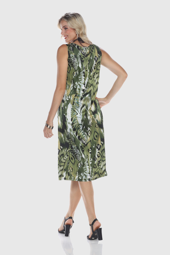 Peacock Feather Midi Dress