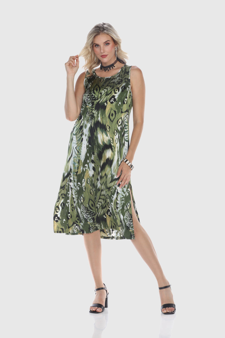 Peacock Feather Midi Dress