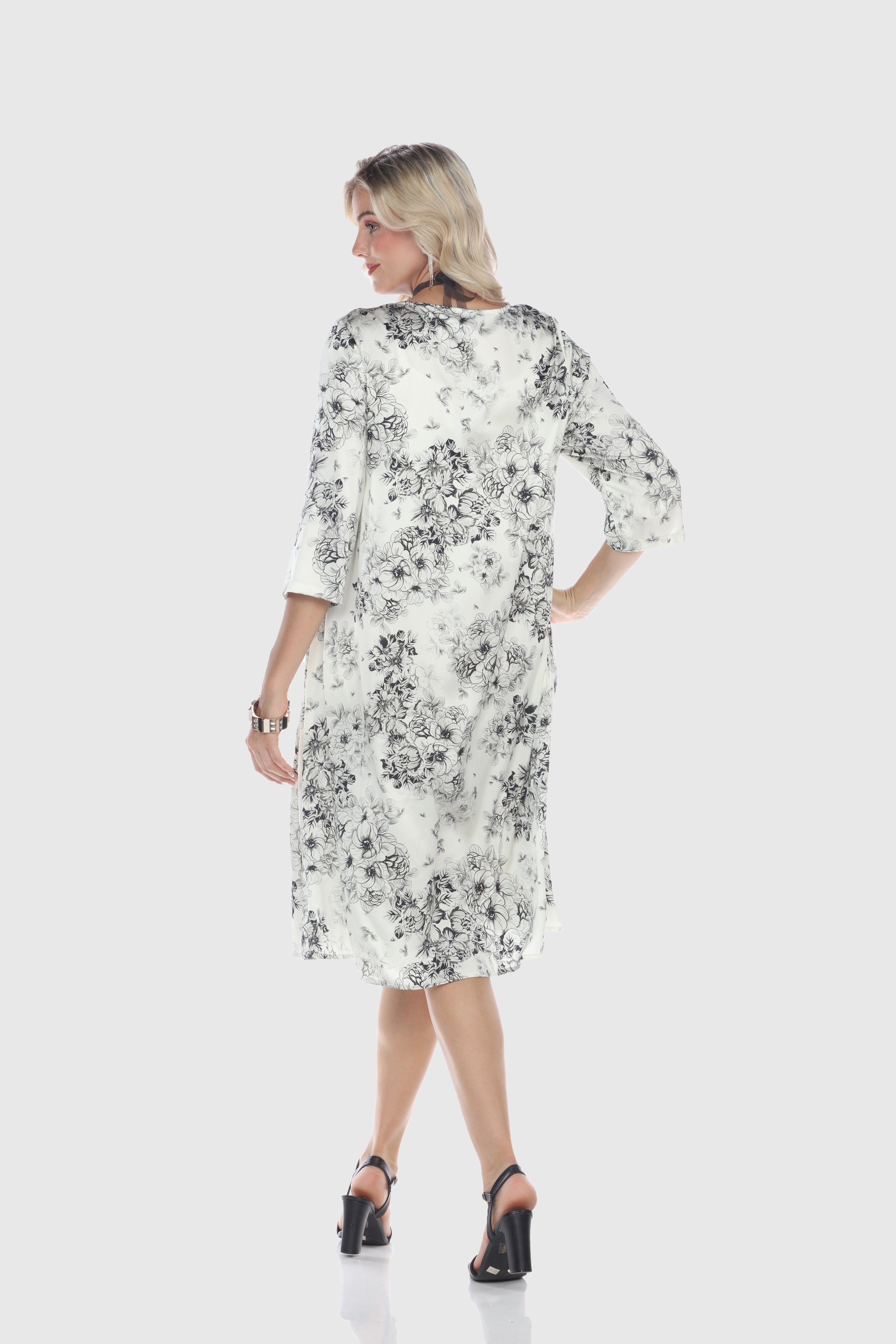 Black Floral Midlength Dress