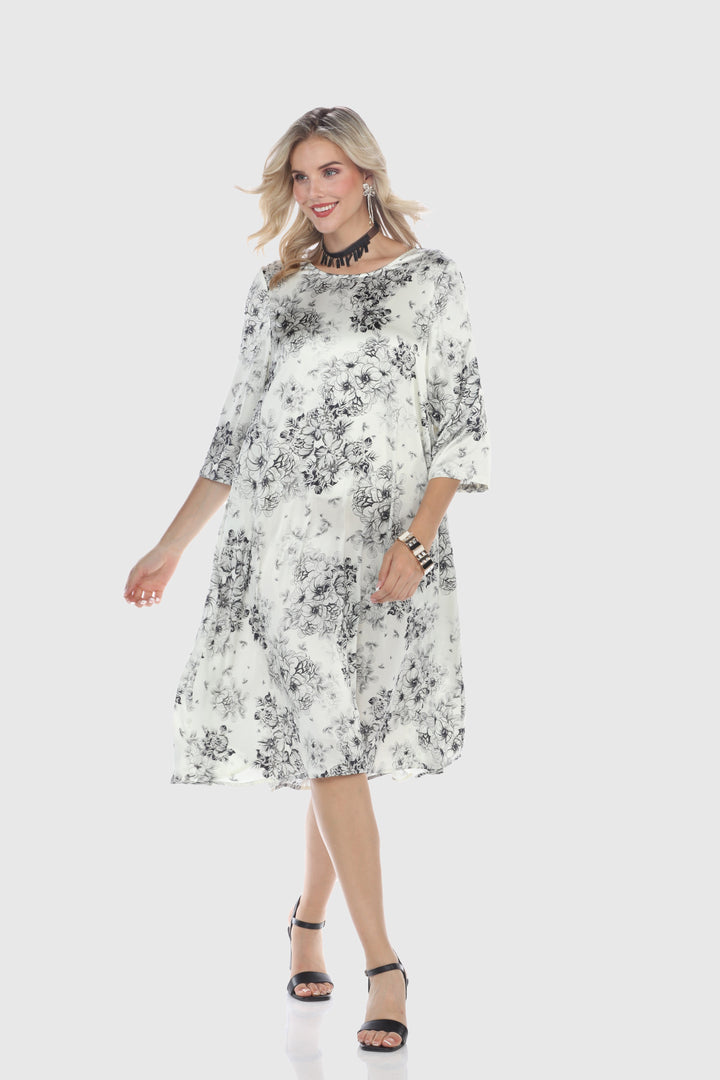 Black Floral Midlength Dress
