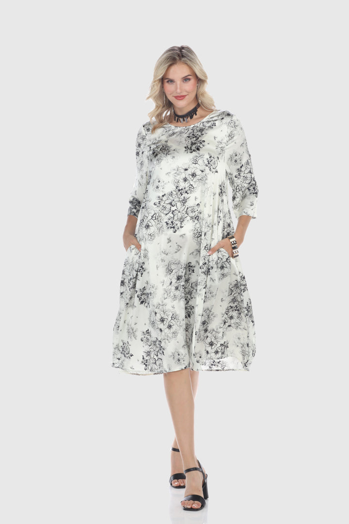 Black Floral Midlength Dress