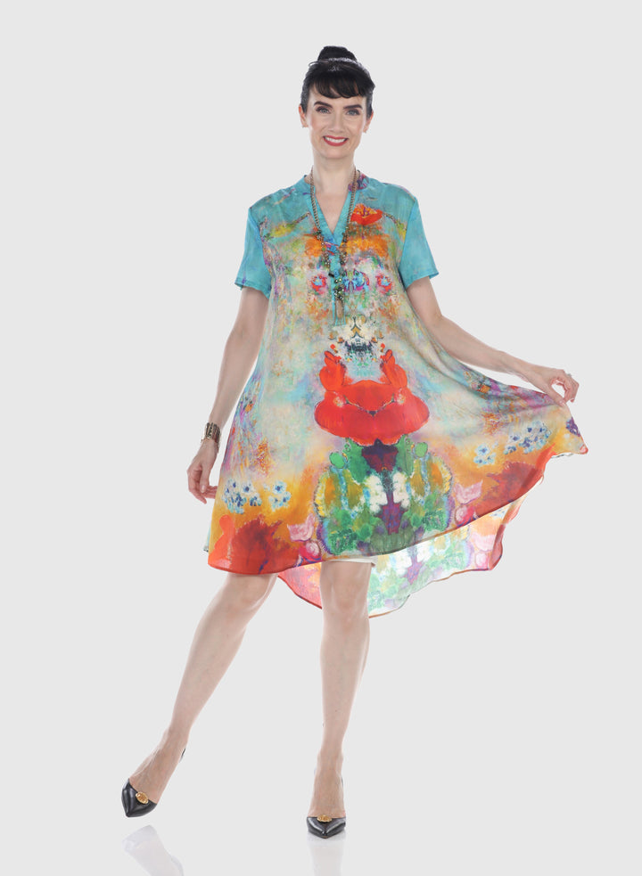Turquoise Bloom Art Print Dress