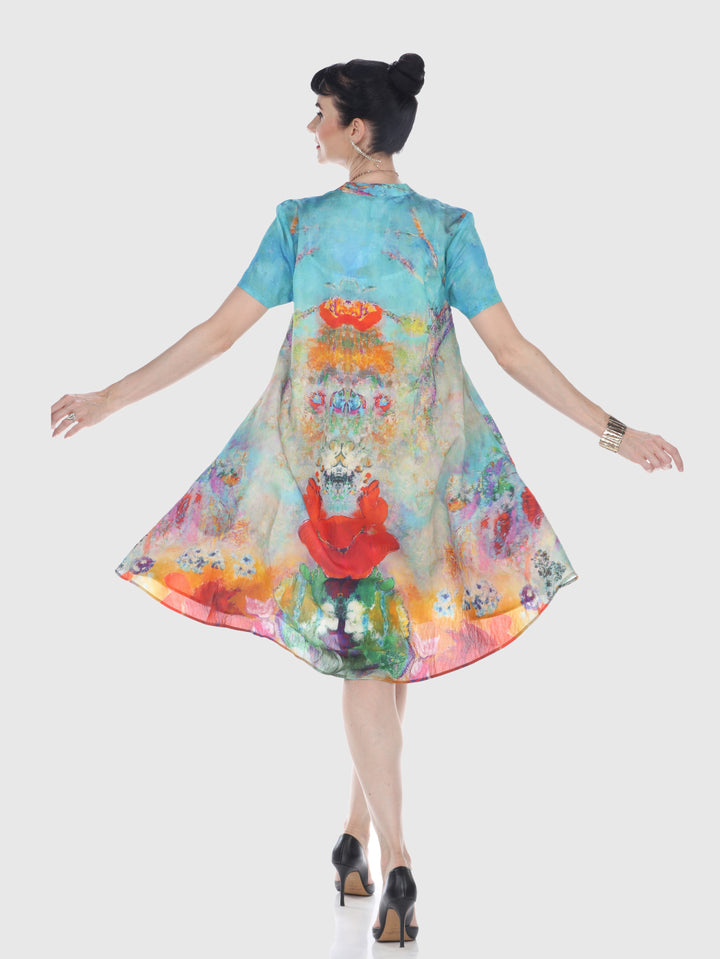 Turquoise Bloom Art Print Dress
