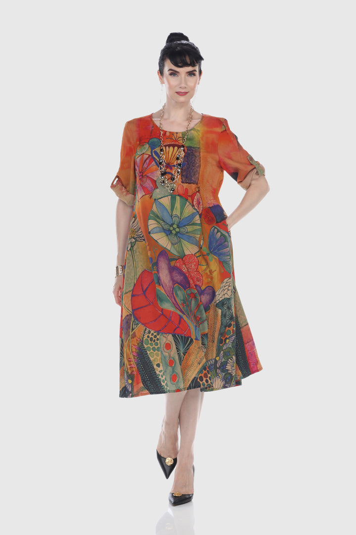 Bohemian Garden Art Midi Dress