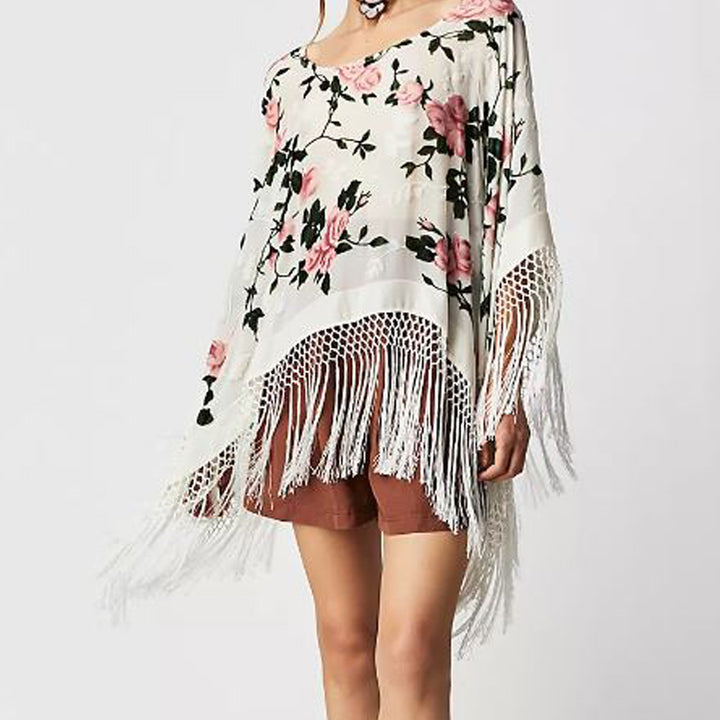 Silk Burnout Floral Poncho