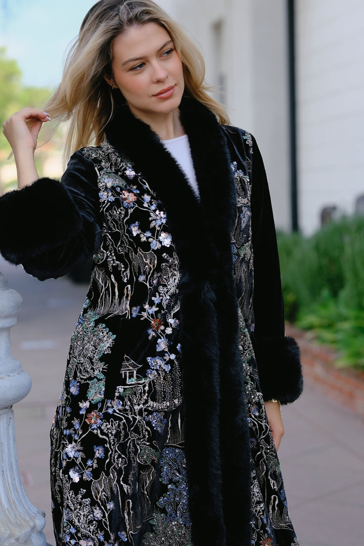 Velvet Embroidered Coat