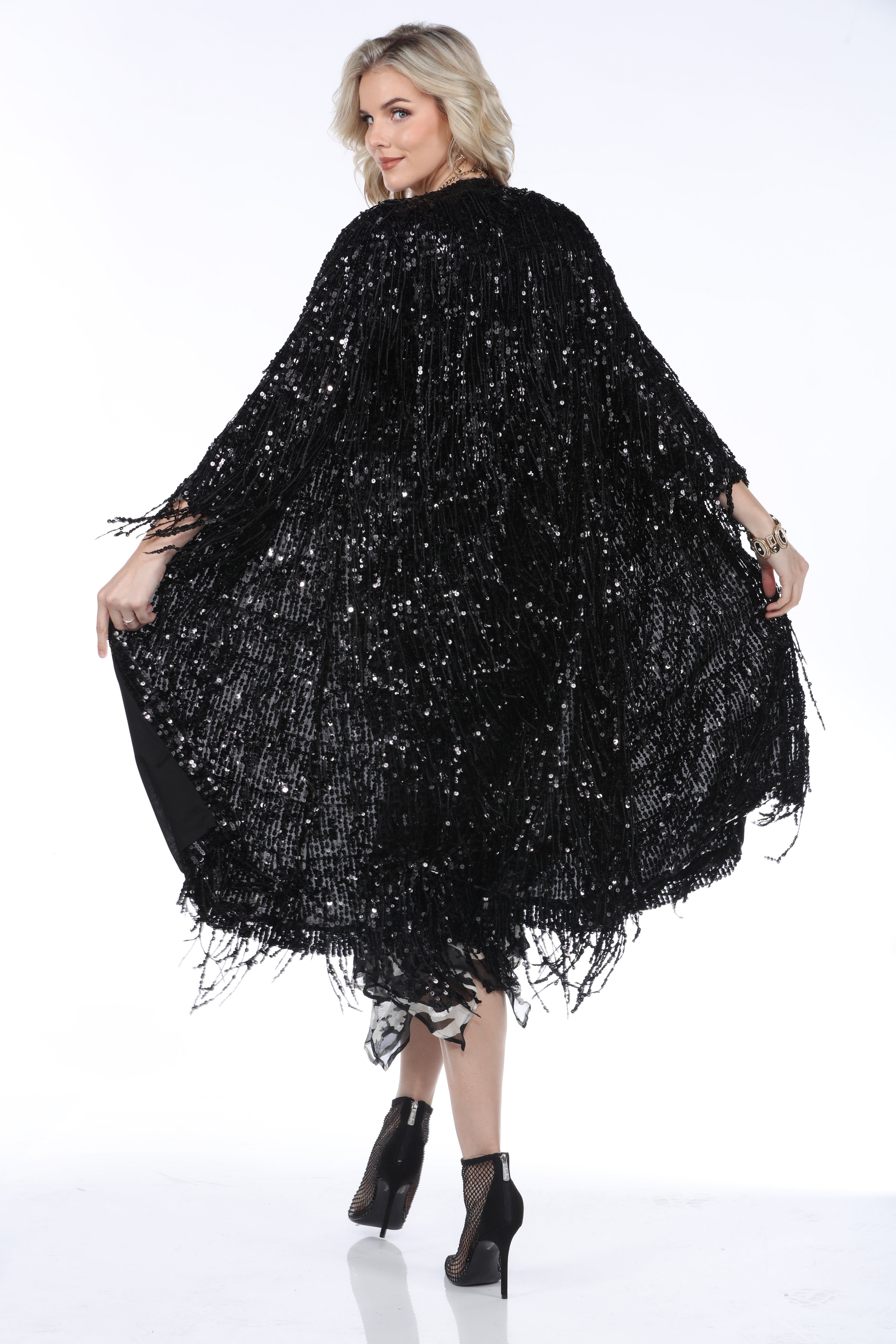 Sequin Fringe Duster Jacket
