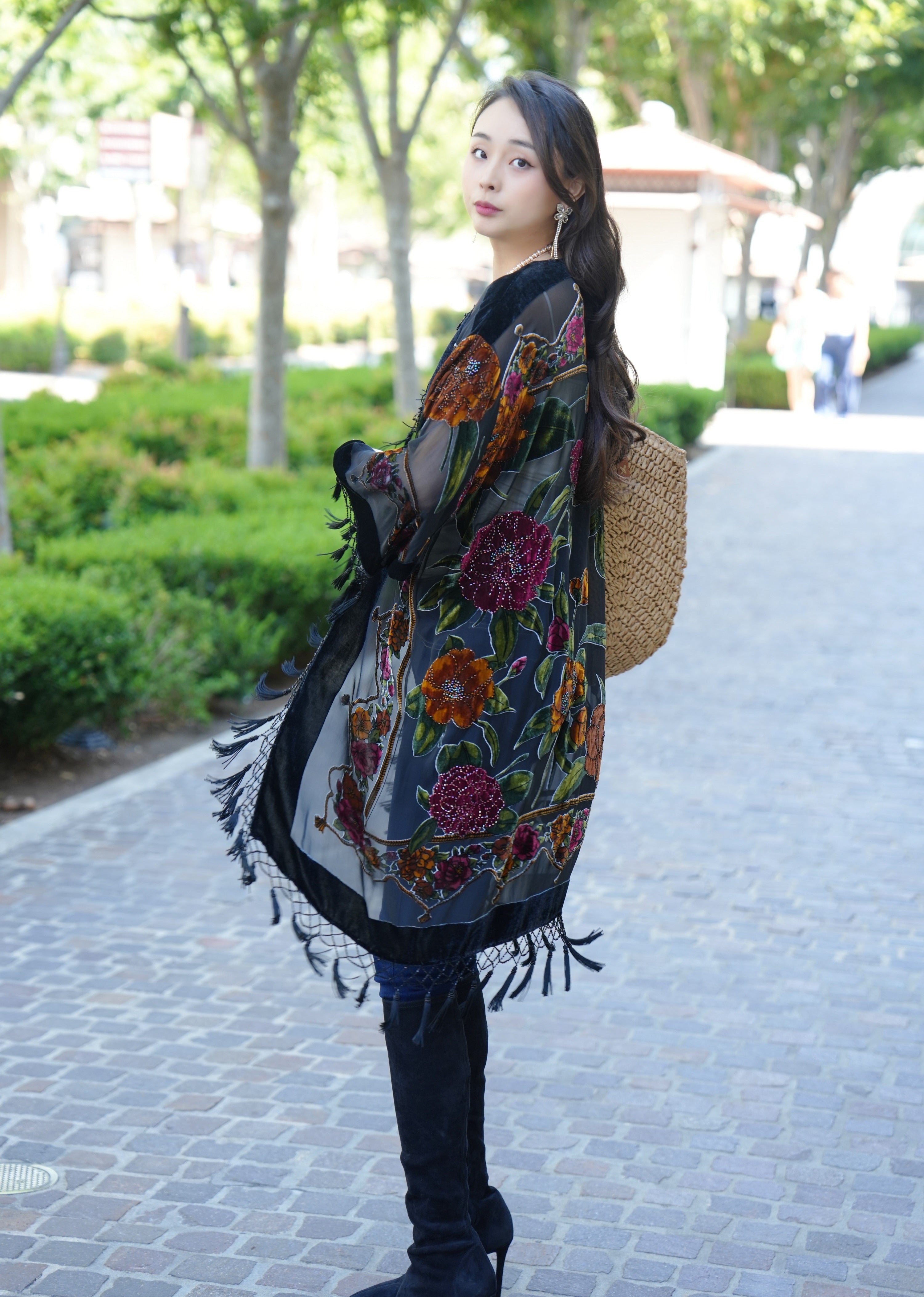 Midnight Botanica Velvet Kimono