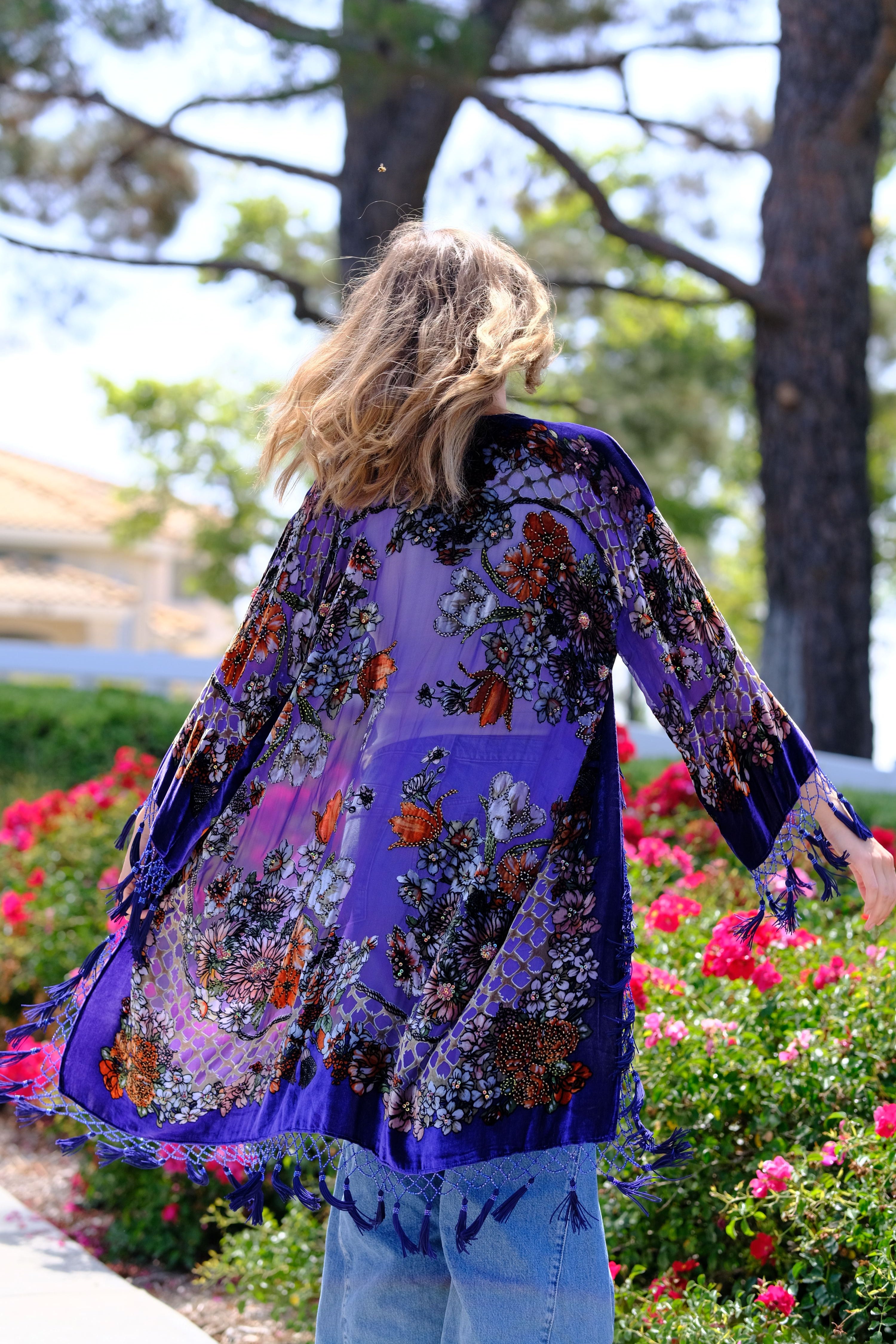 Moonlit Garden Tassel Kimono