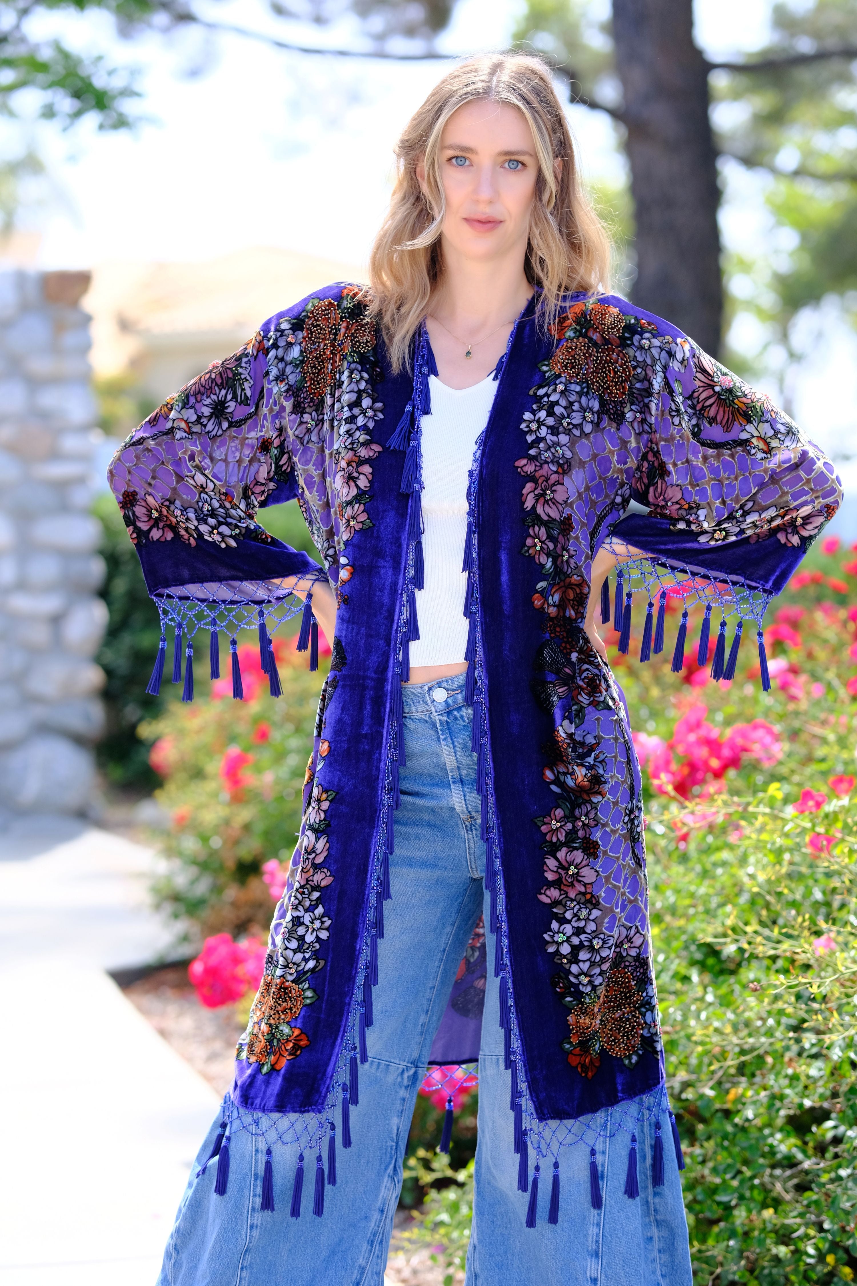 Moonlit Garden Tassel Kimono