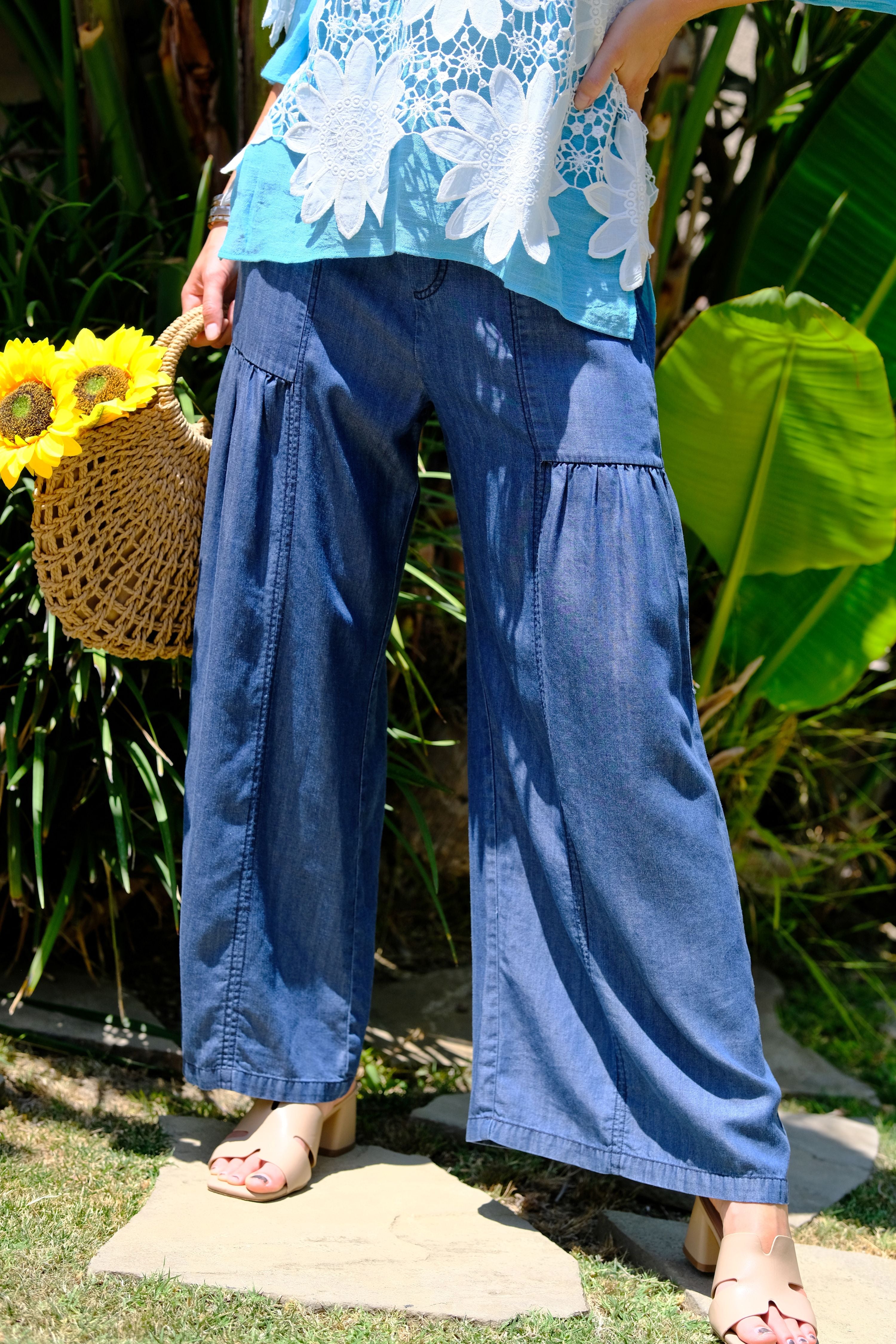 Seaside Tiered Chambray Pant