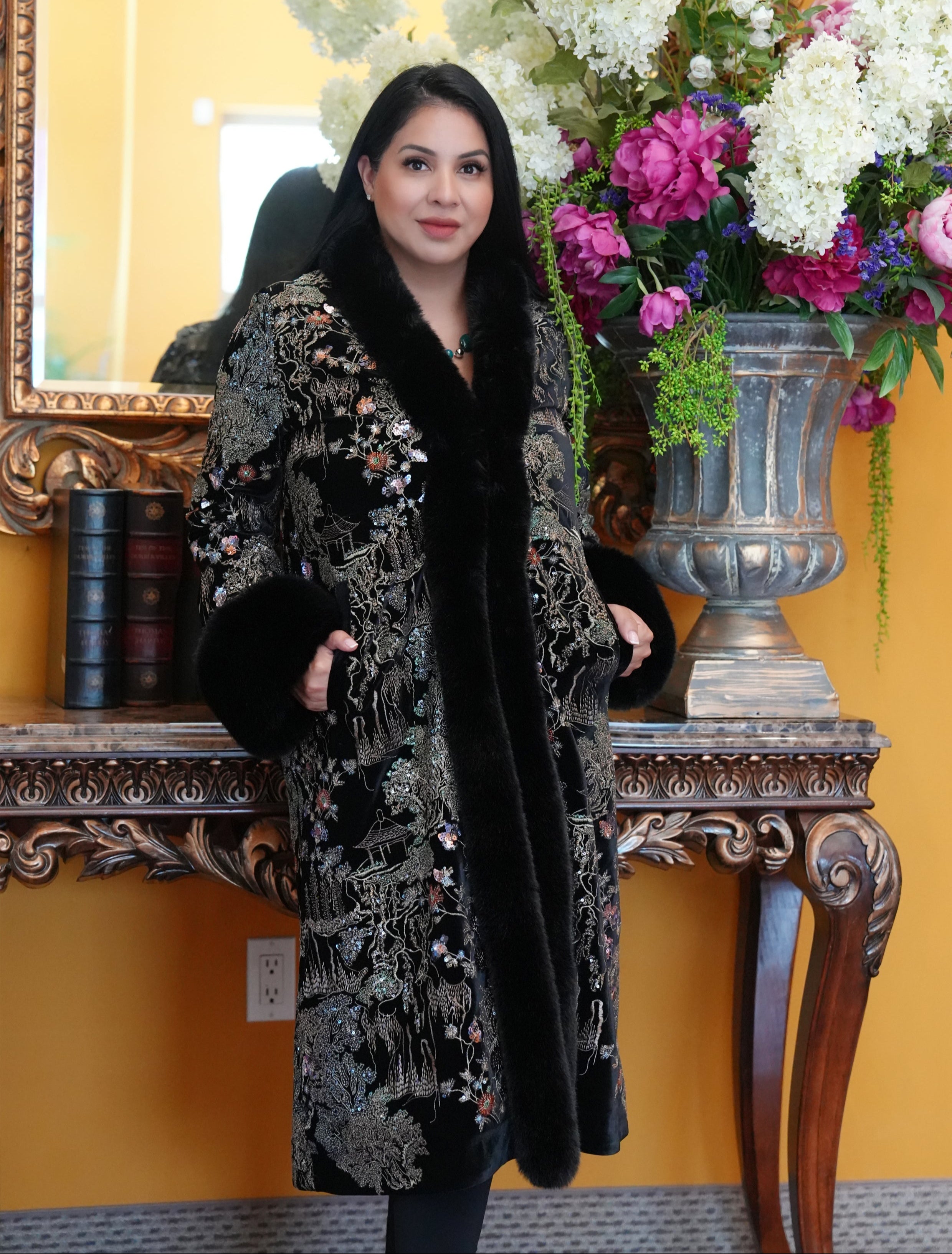 Velvet Embroidered Coat