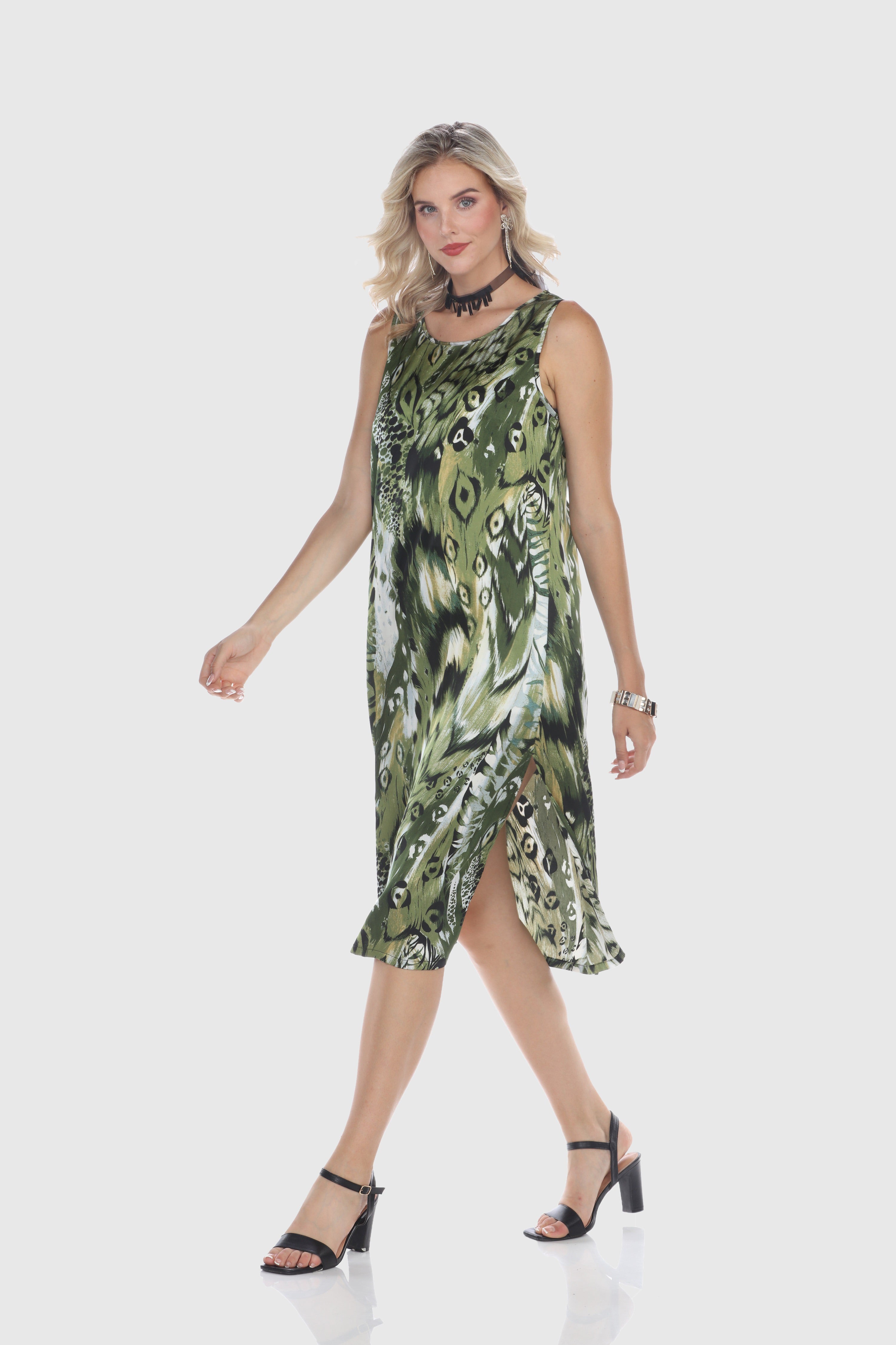 Peacock Feather Midi Dress